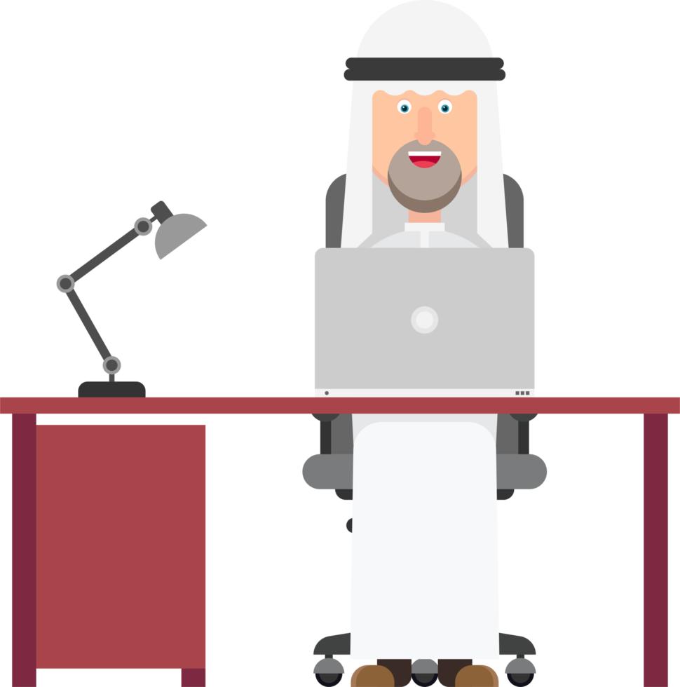 Arabische zakenman die op kantoor werkt png