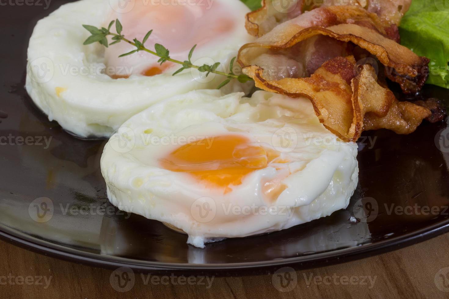 Breakfast with egg and bacon photo