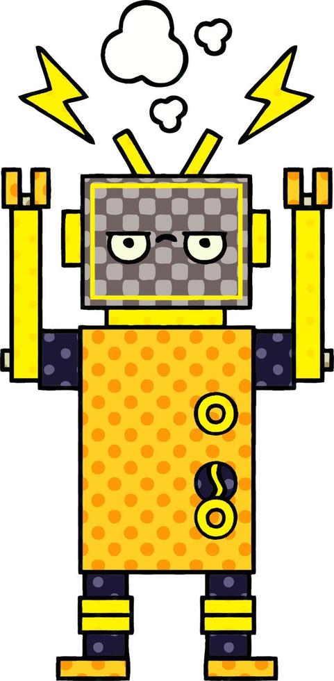 comic book style cartoon malfunctioning robot vector