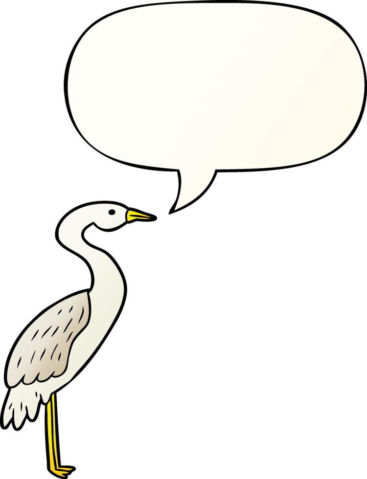 cartoon stork and speech bubble in smooth gradient style vector