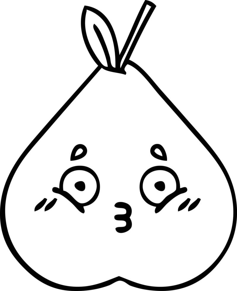 line drawing cartoon green pear vector