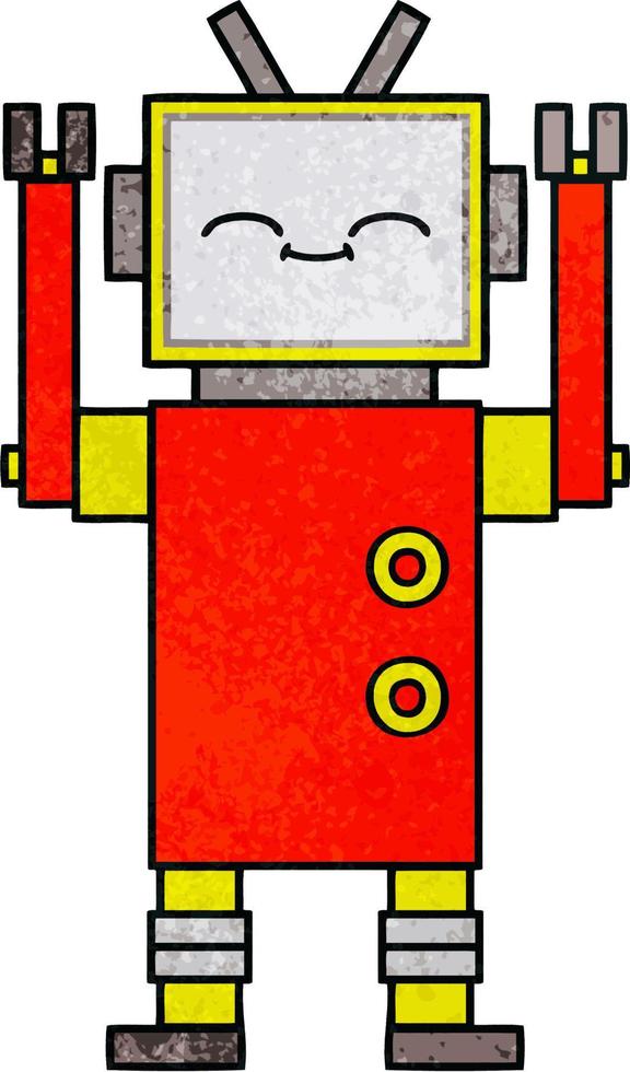 retro grunge texture cartoon robot vector