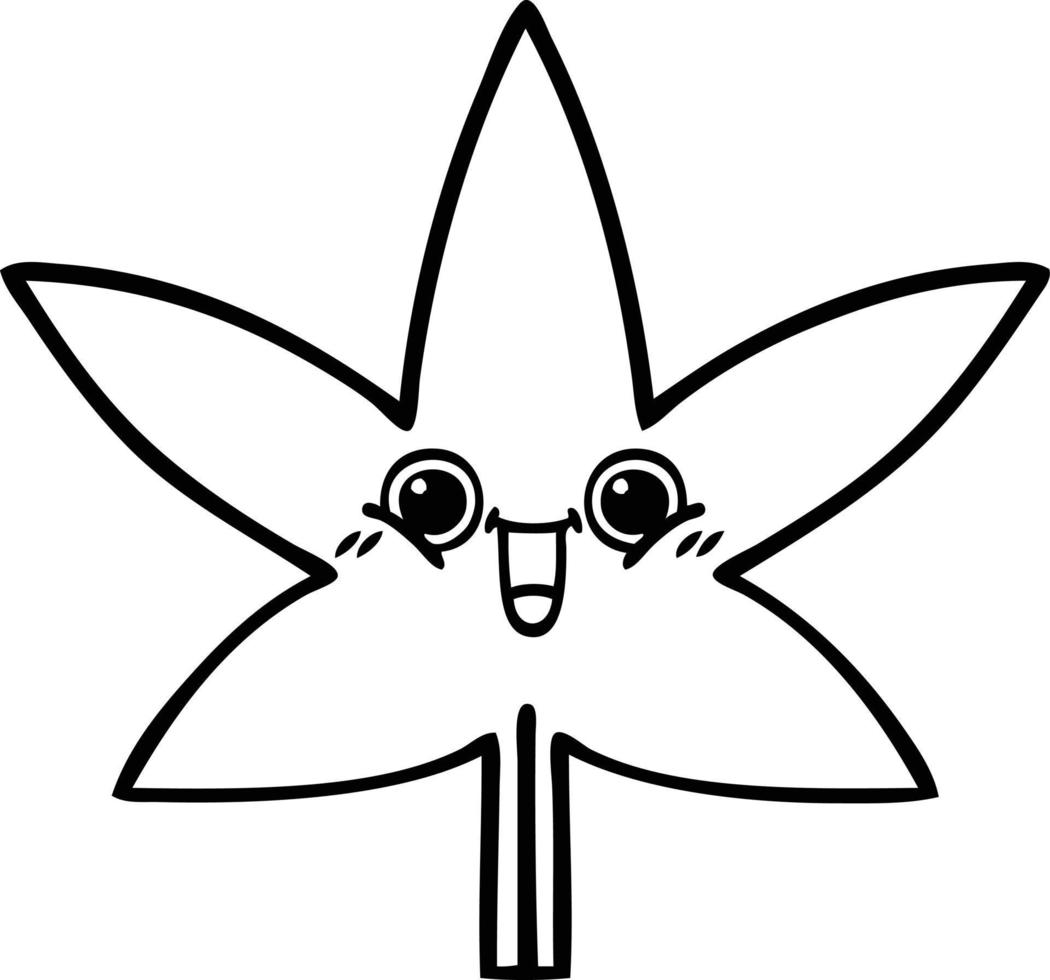 line drawing cartoon autumnal leaf vector