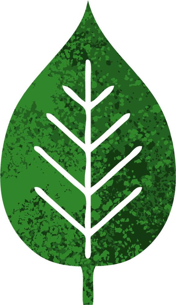 retro illustration style cartoon green leaf vector