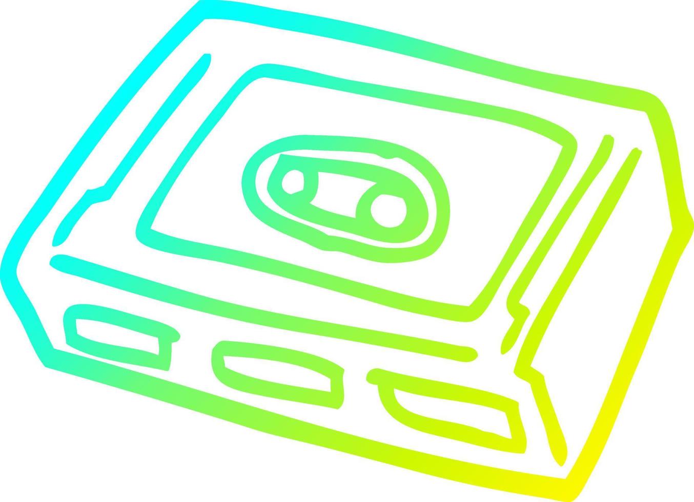 cold gradient line drawing cartoon retro tape cassette vector