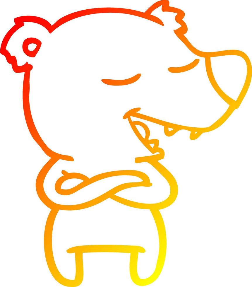 warm gradient line drawing cartoon bear vector