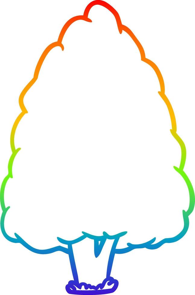 rainbow gradient line drawing tall tree vector