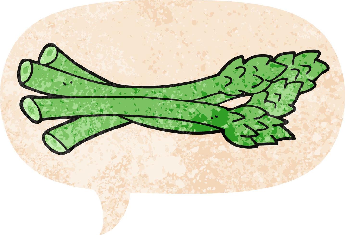 cartoon asparagus and speech bubble in retro textured style vector