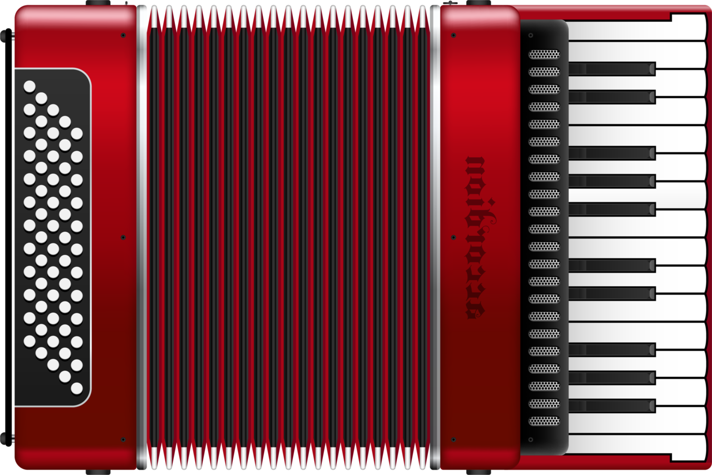 Realistic accordion png illustration isolated on white background