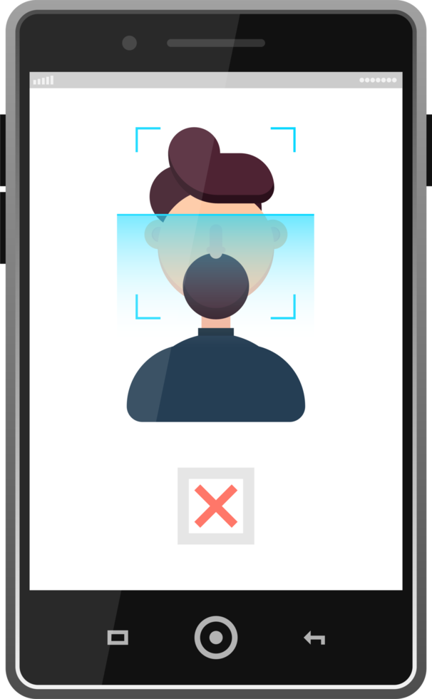 Access granted and access denied via facial id recognition png