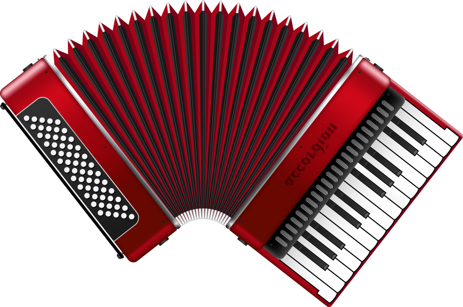 Realistic accordion png illustration isolated on white background