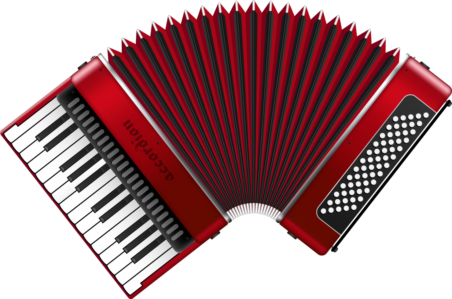 Realistic accordion png illustration isolated on white background