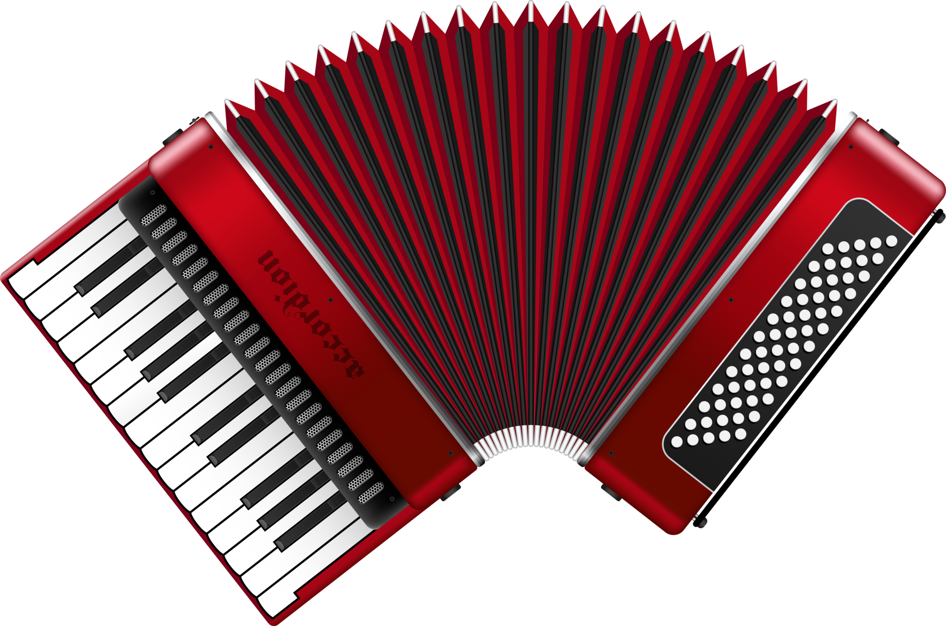 Realistic accordion png illustration isolated on white background
