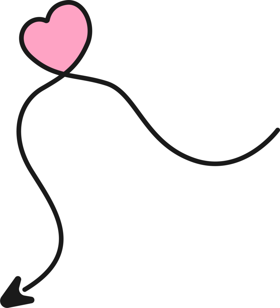 Hand drawn arrow line with heart png