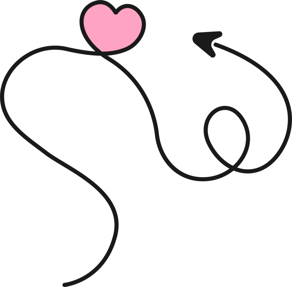 Hand drawn arrow line with heart png