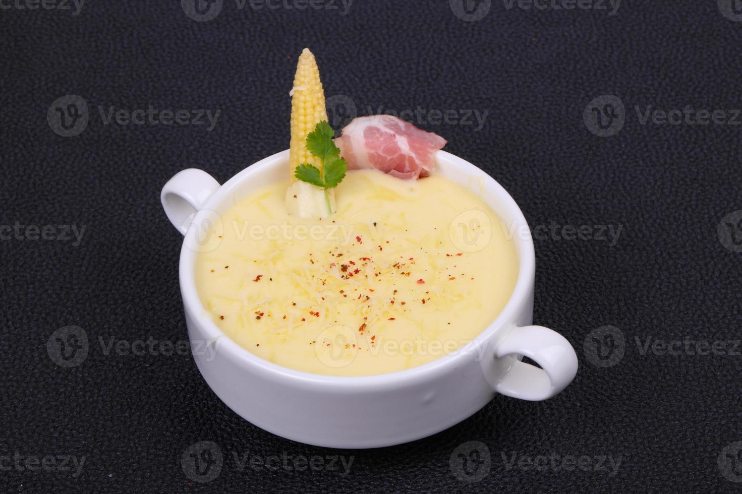 Cheese soup with bacon photo