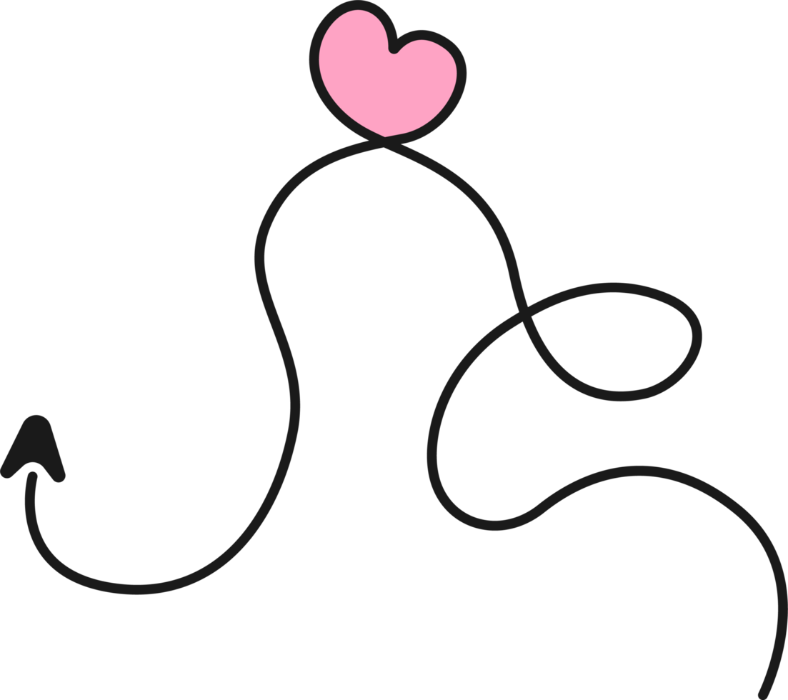 Hand drawn arrow line with heart png