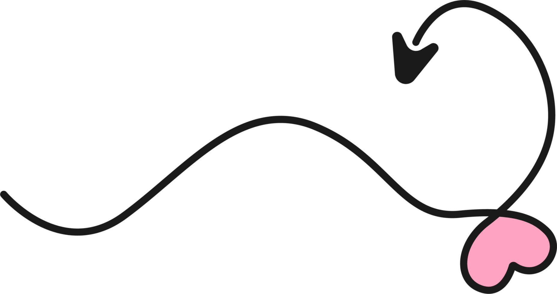 Hand drawn arrow line with heart png