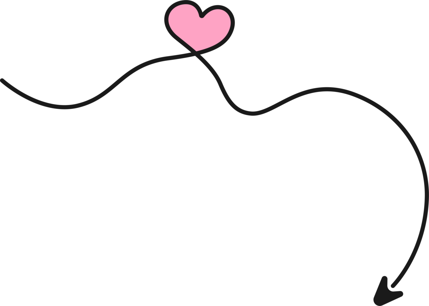 Hand drawn arrow line with heart png