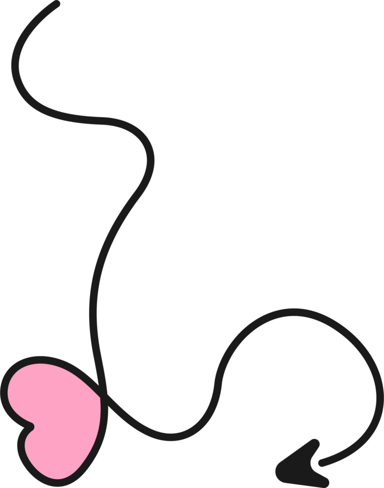 Hand drawn arrow line with heart png