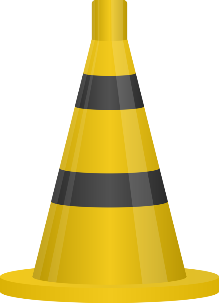 Black and yellow striped traffic cone png
