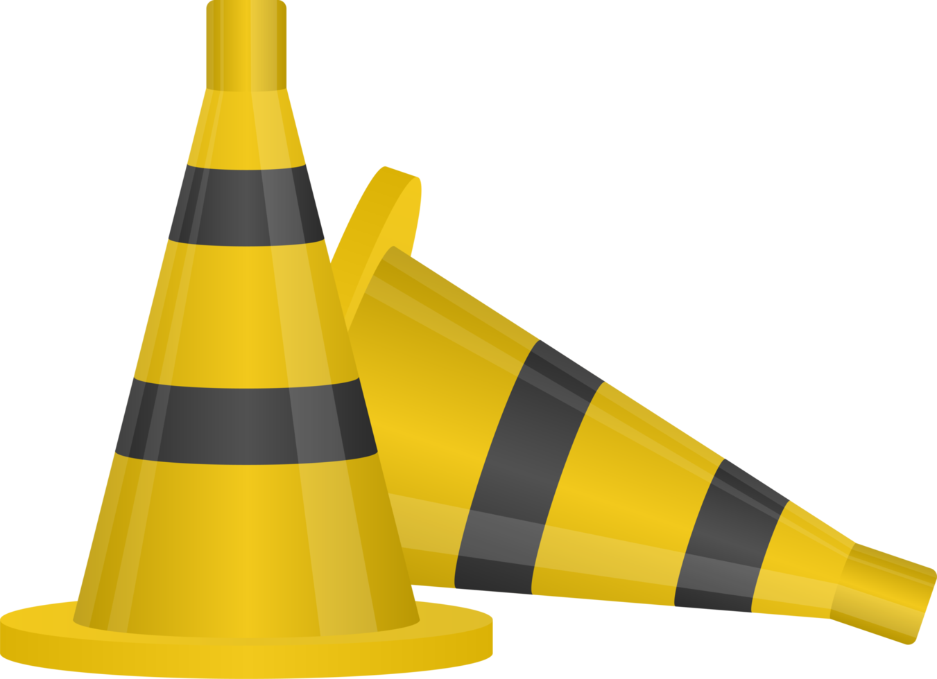 Black and yellow striped traffic cone png