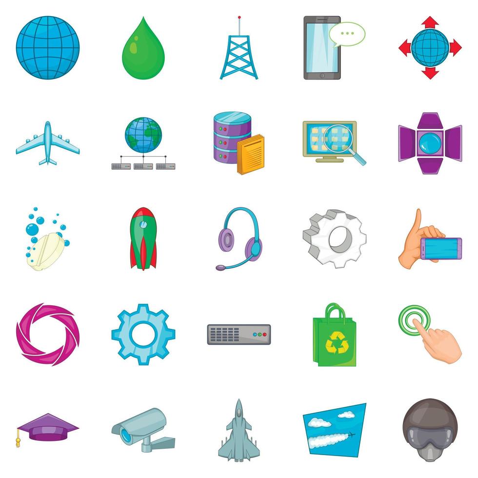 conjunto de iconos de tecnología, estilo de dibujos animados 8501862 Vector  en Vecteezy