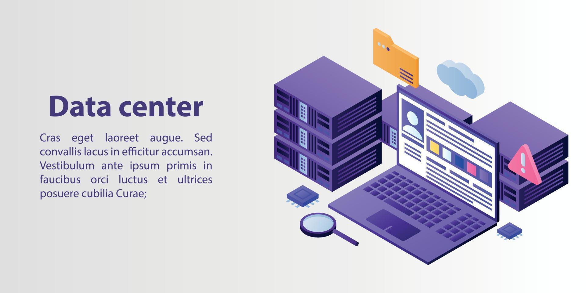 Data center concept banner, isometric style vector