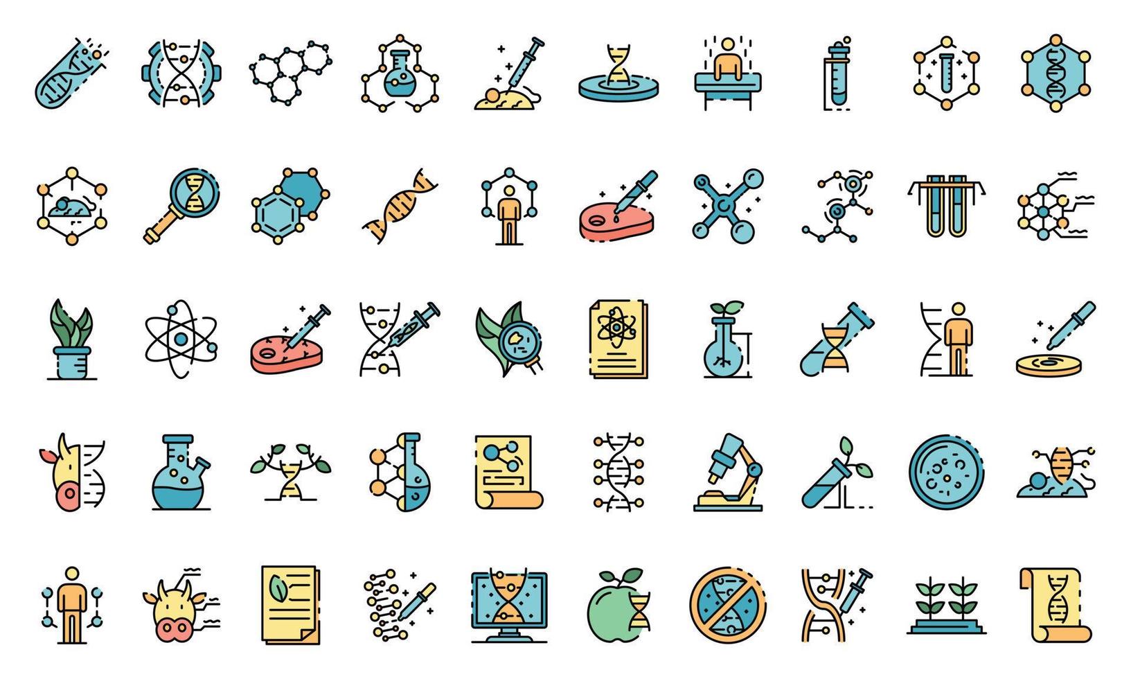 Genetic engineering icons set vector flat