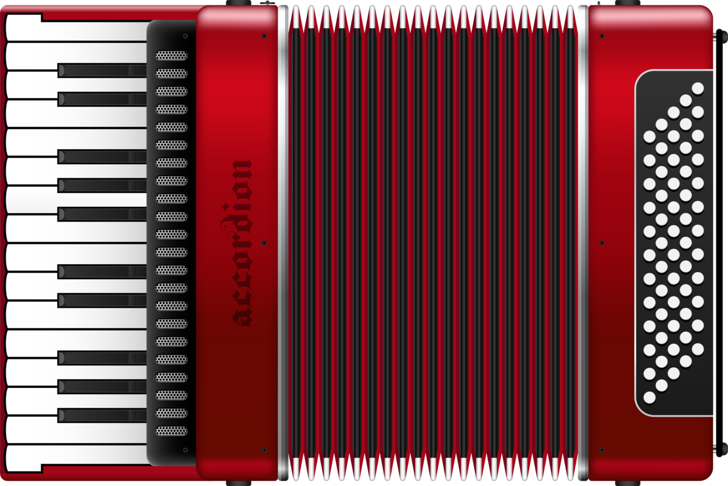 Realistic accordion png illustration isolated on white background