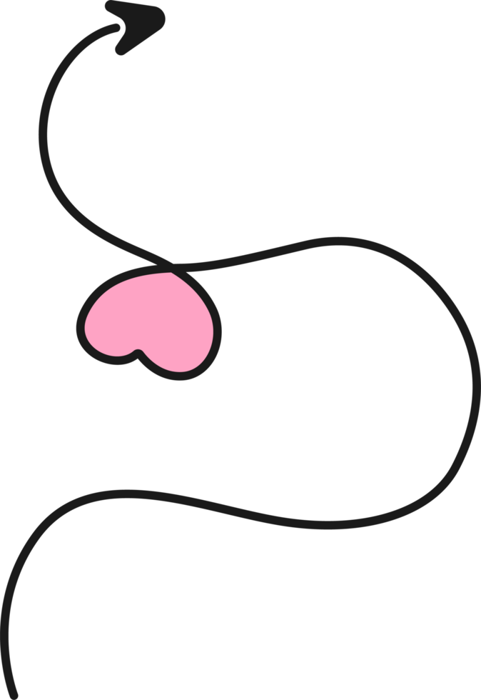 Hand drawn arrow line with heart png