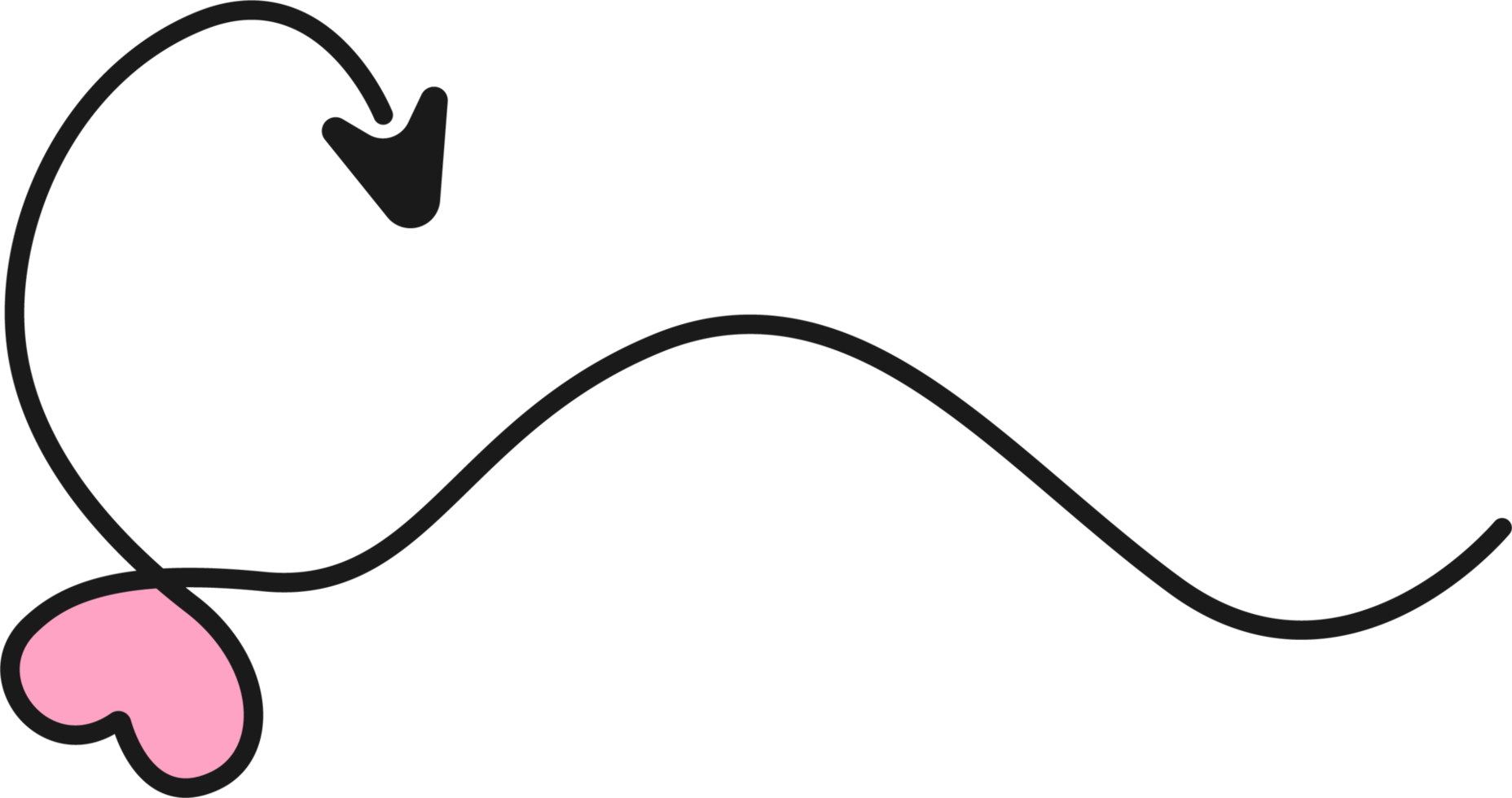 Hand drawn arrow line with heart png