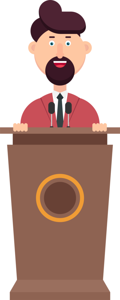 Businessman is speaking on podium png