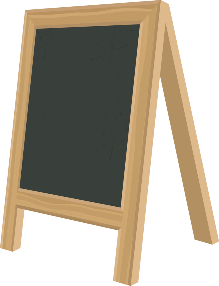 Blackboard for menu with wooden frame png illustration