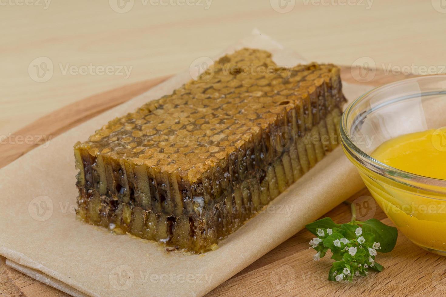 Honey with comb photo