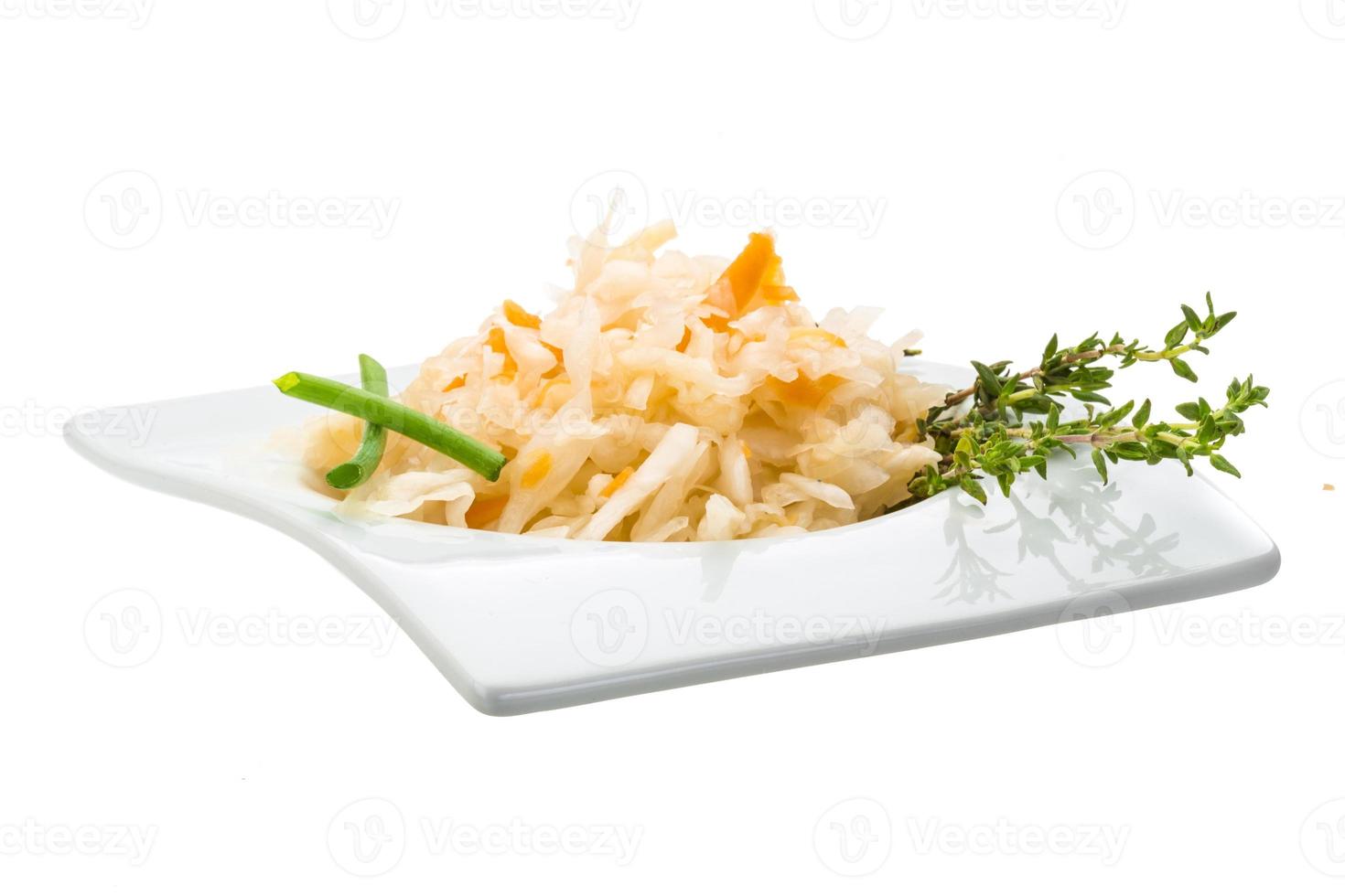 Fermented cabbage in dish photo