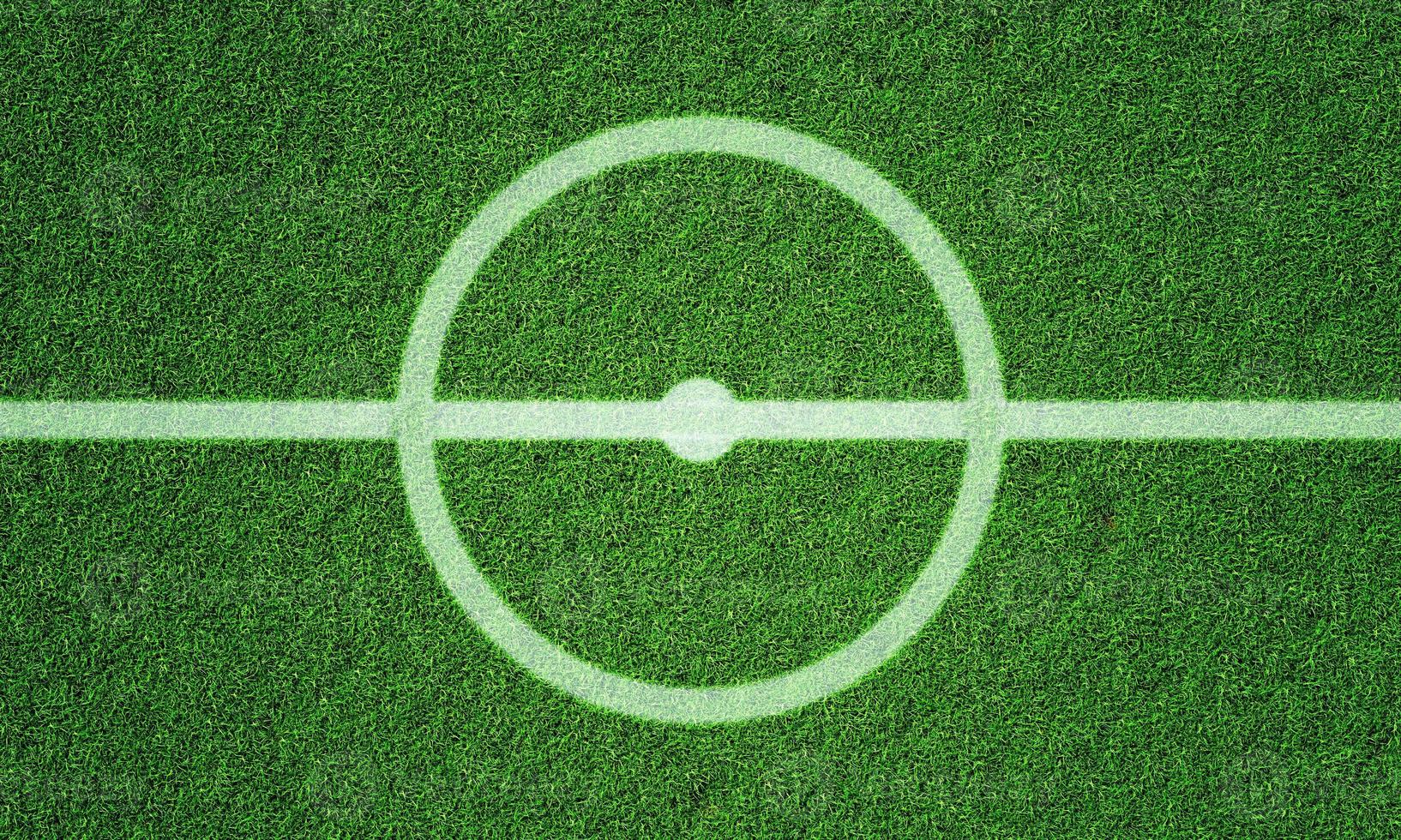 Soccer field in football stadium with line grass pattern and centerline circle. Sports background and athletic wallpaper concept. 3D illustration rendering photo