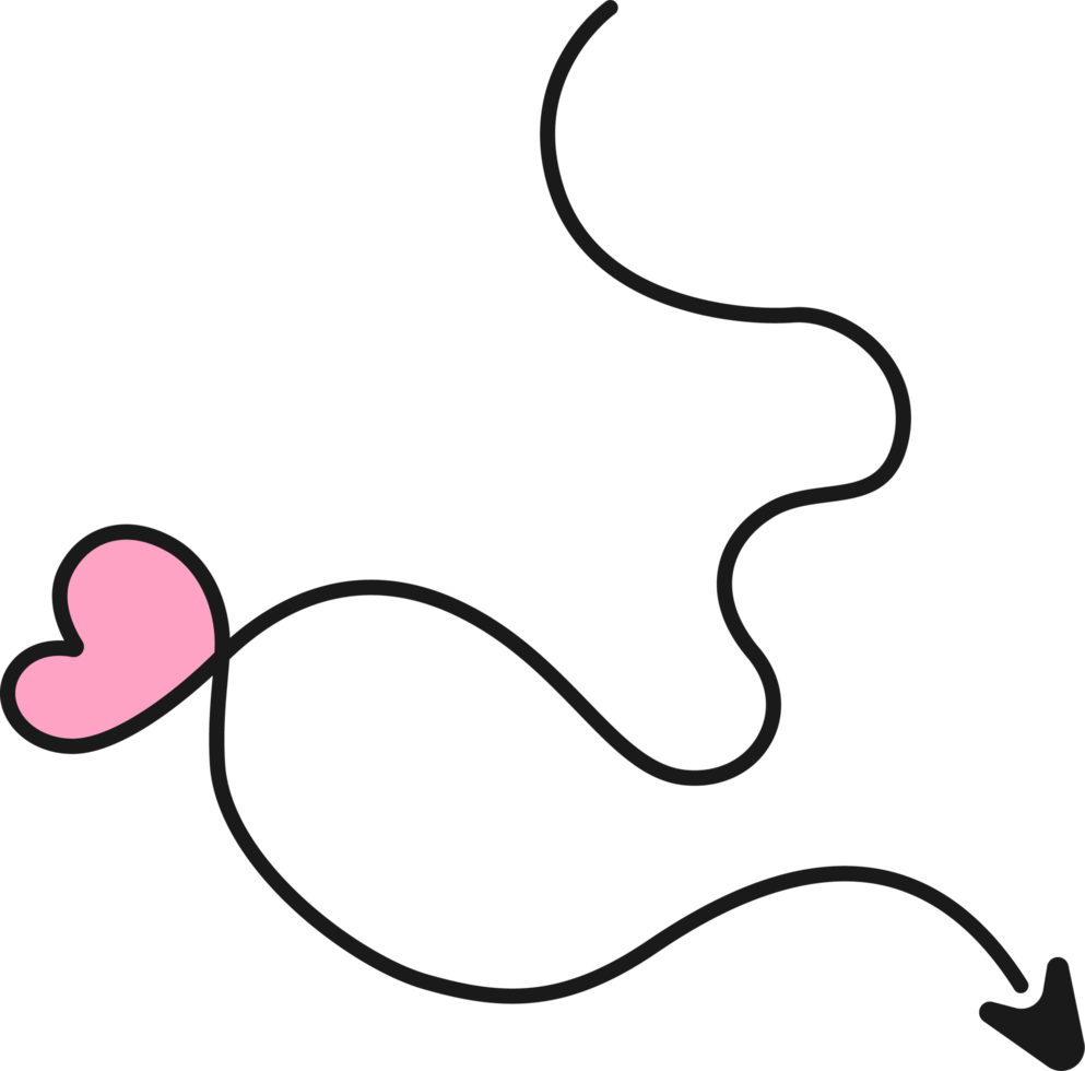 Hand drawn arrow line with heart png