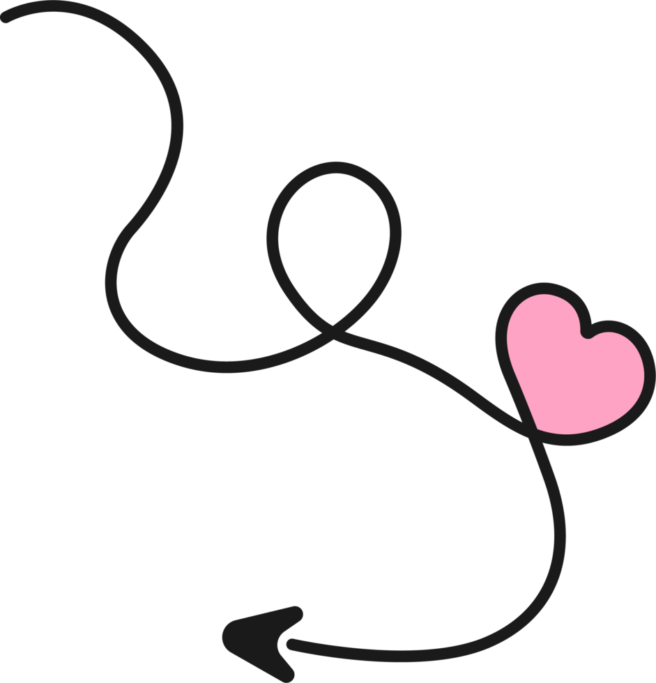 Hand drawn arrow line with heart png