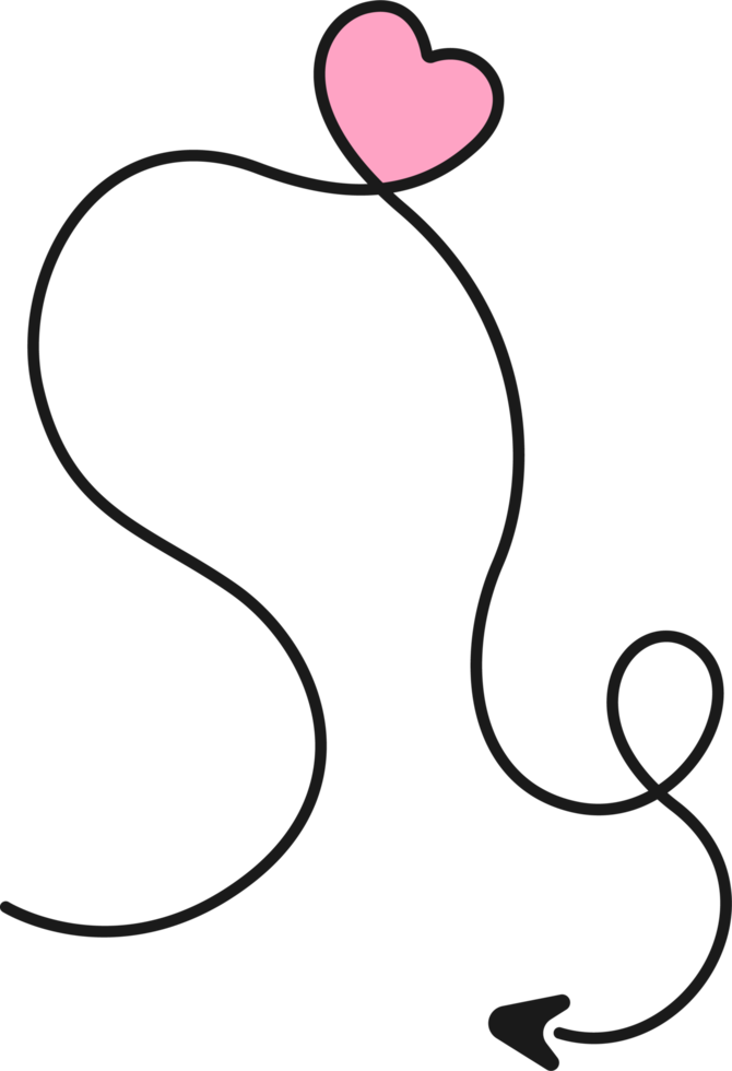 Hand drawn arrow line with heart png