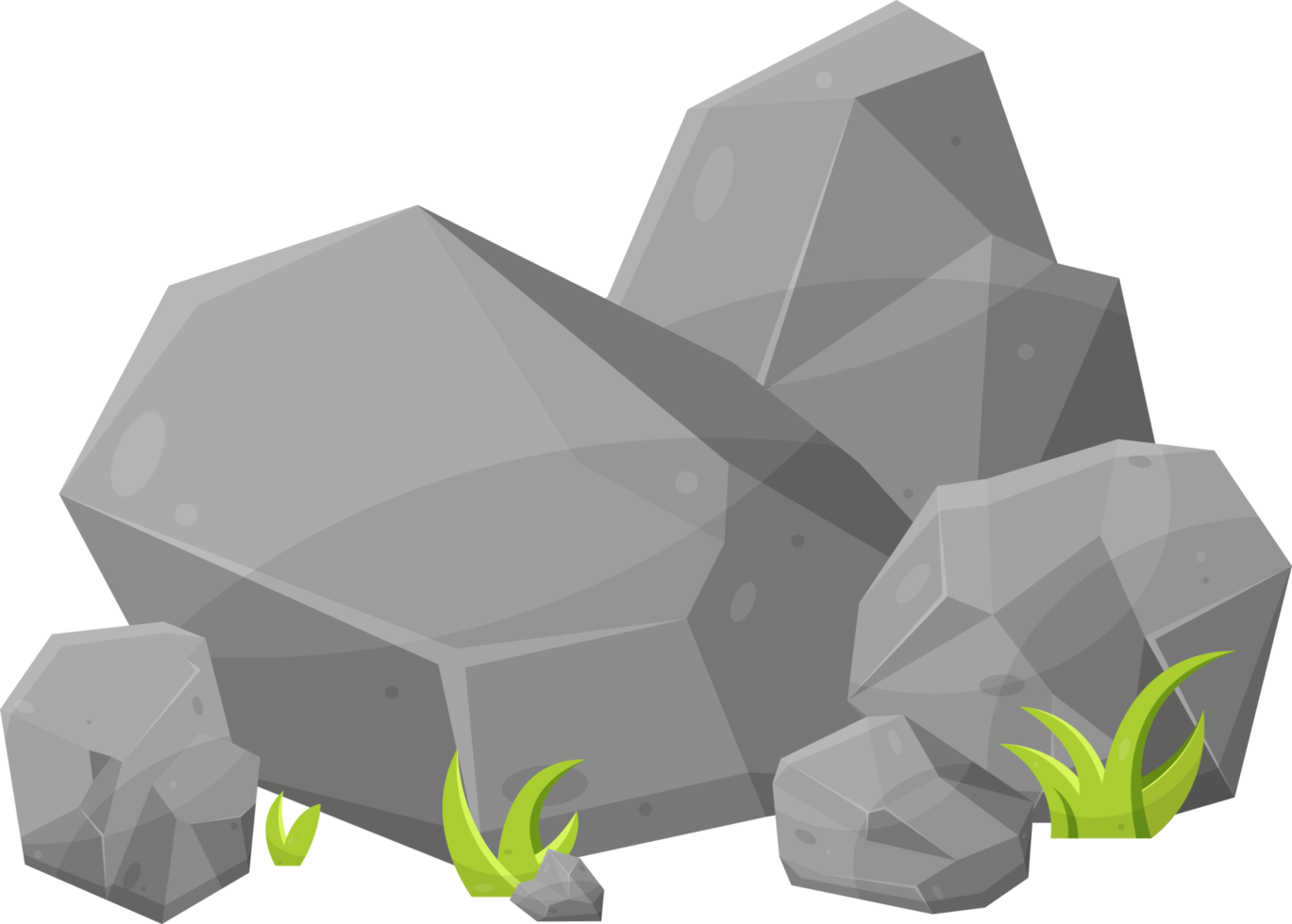 Rock stones and boulders in cartoon style png