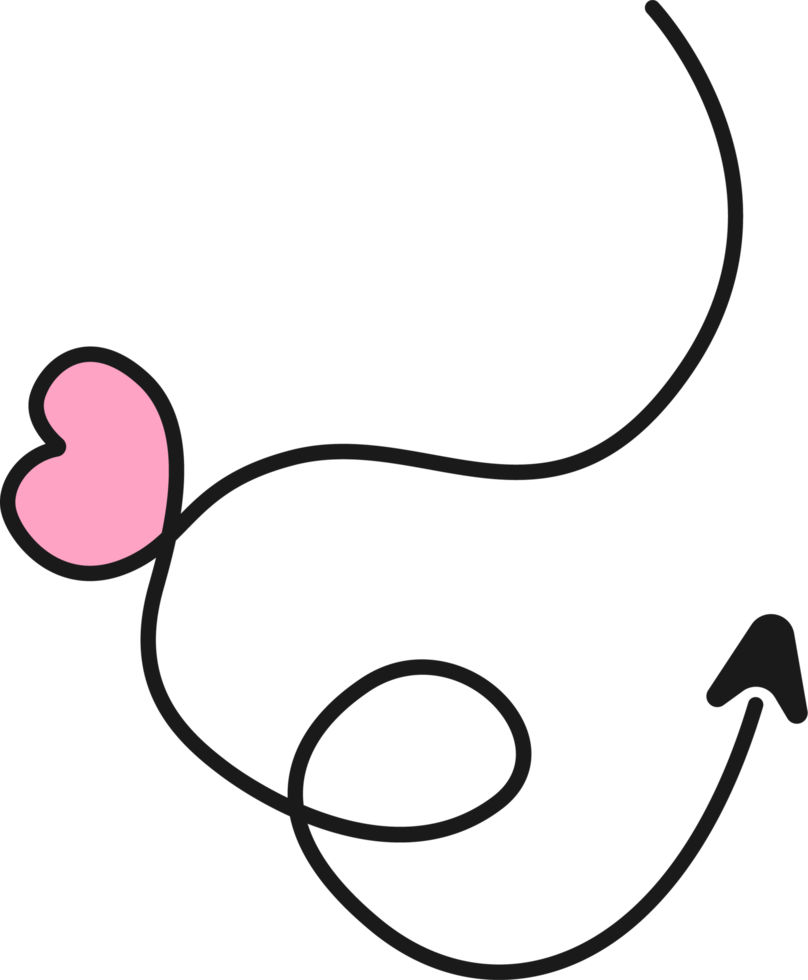 Hand drawn arrow line with heart png