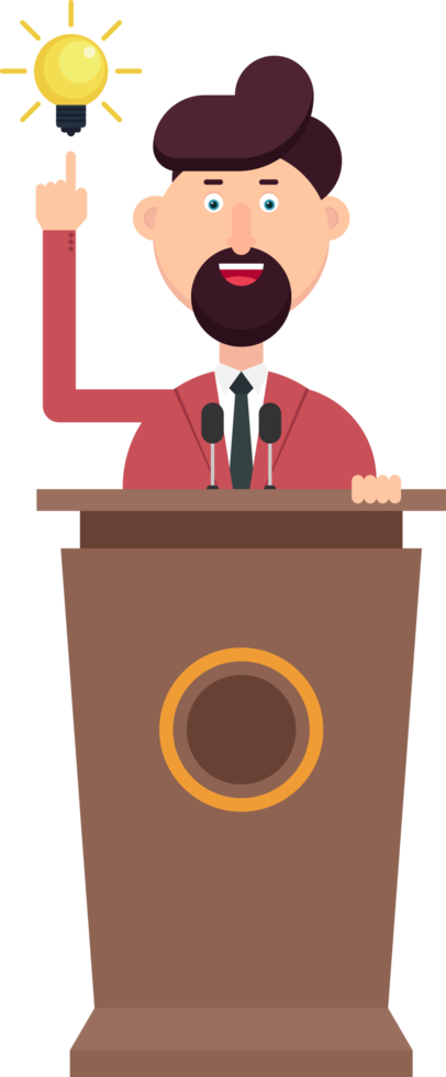 Businessman is speaking on podium png