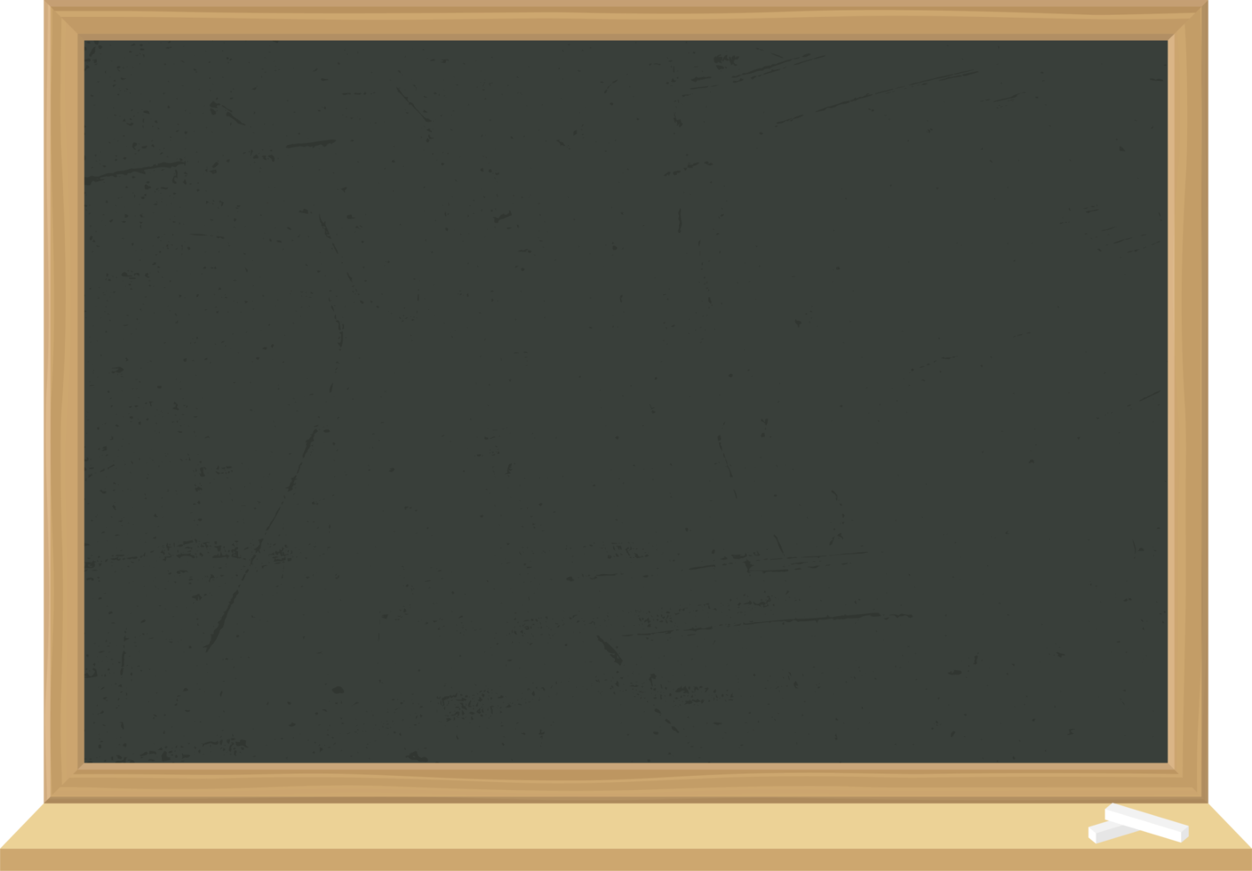 School blackboard with wooden frame. Dirty textured chalkboard. png