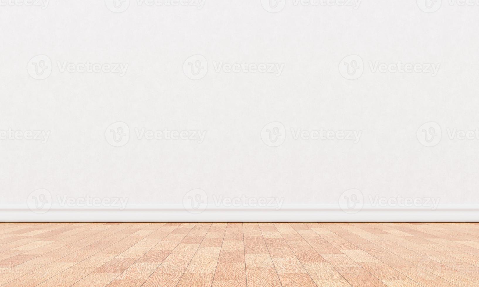 Empty room with wooden floor and raw concrete wall in dark tone vintage style background. Interior architecture and construction material wallpaper concept. 3D illustration rendering photo