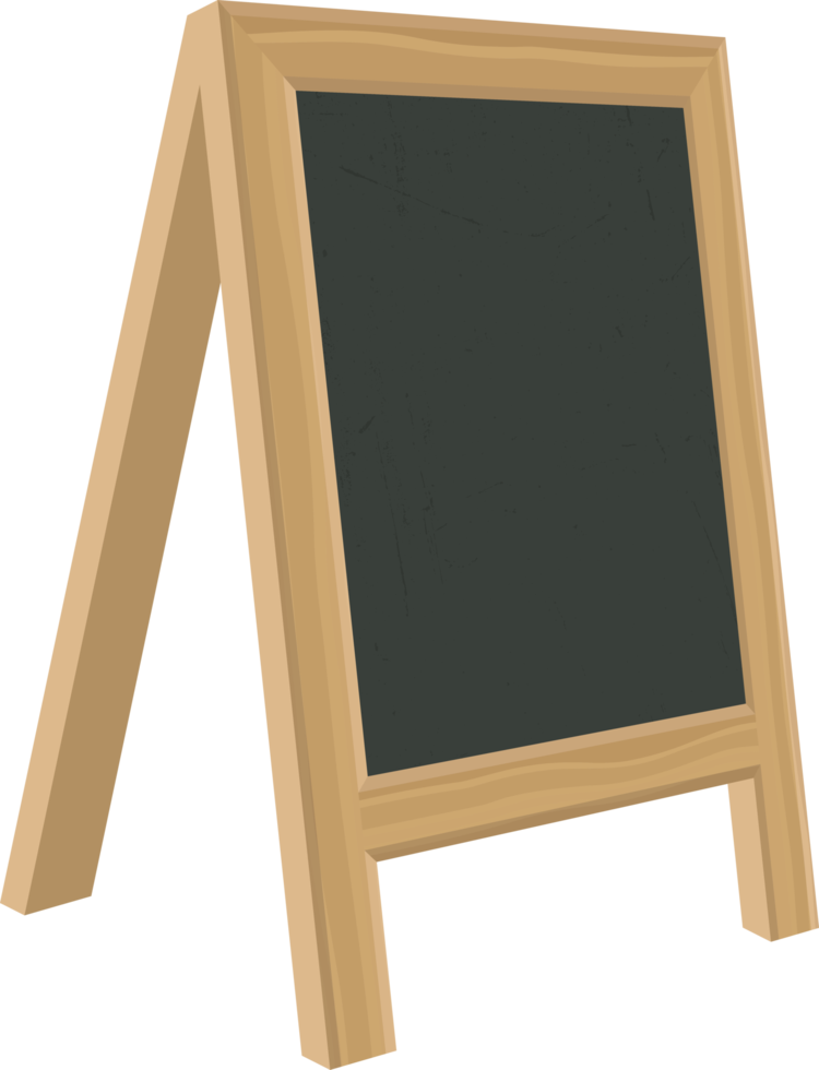 Blackboard for menu with wooden frame png illustration