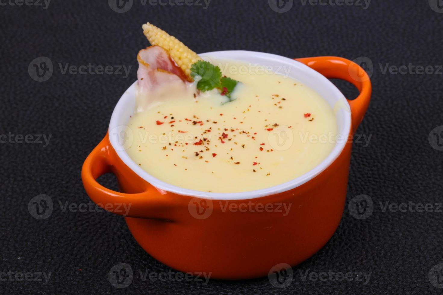 Cheese soup with bacon photo