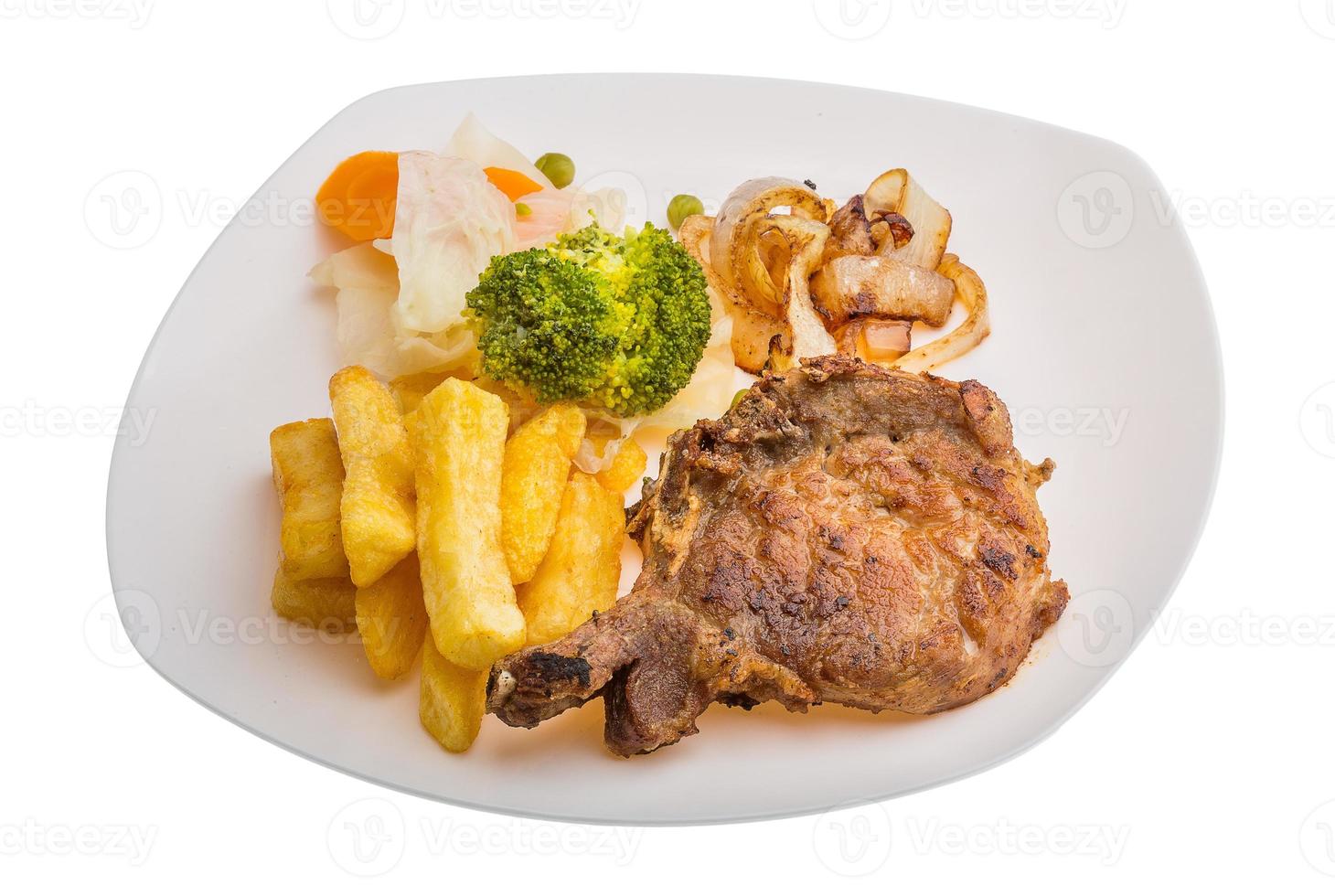 T-bone steak on white background photo