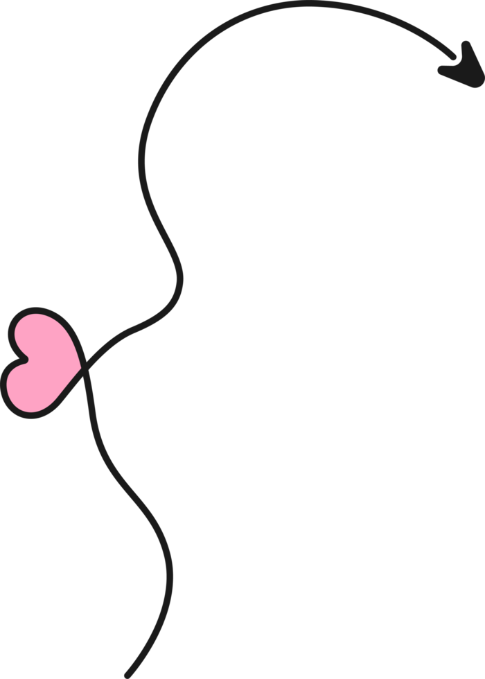 Hand drawn arrow line with heart png