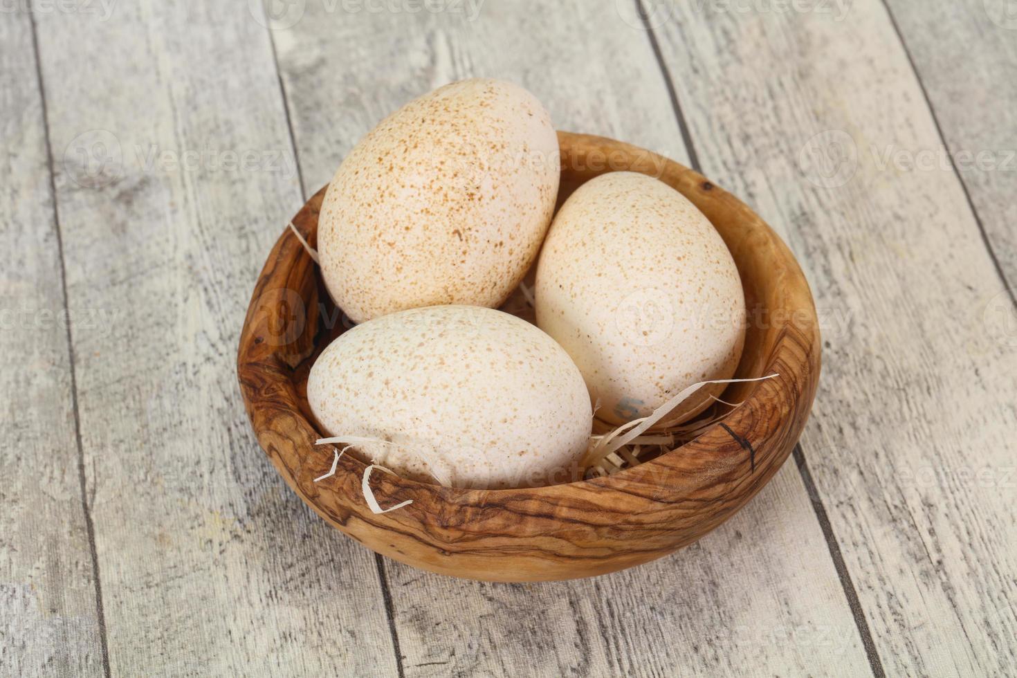 Three big raw turkey egg photo